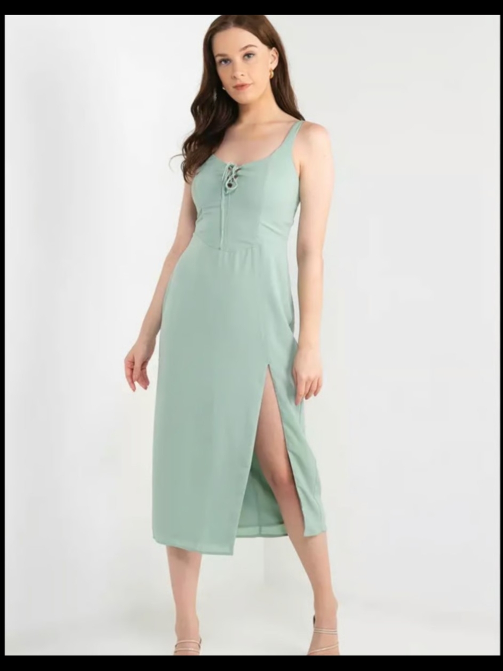 Abercrombie Lace up Corset Midi Dress